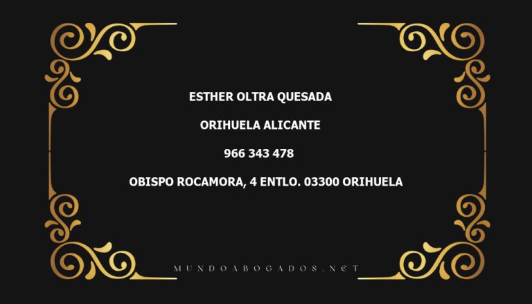 abogado Esther Oltra Quesada en la localidad de Orihuela