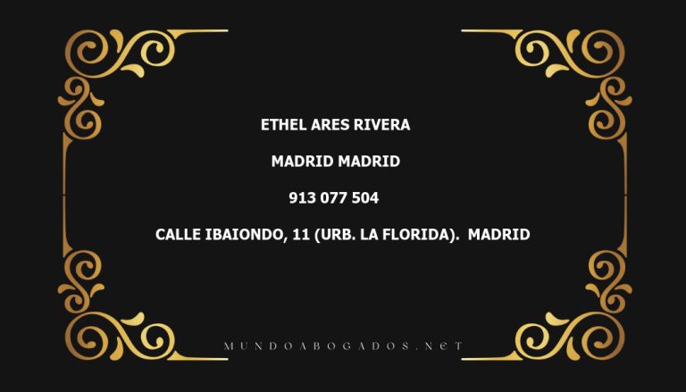 abogado Ethel Ares Rivera en la localidad de Madrid