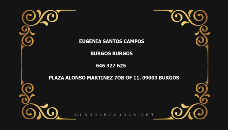 abogado Eugenia Santos Campos en la localidad de Burgos