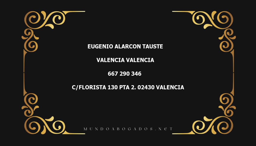 abogado Eugenio Alarcon Tauste en la localidad de Valencia