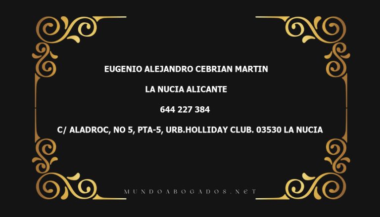 abogado Eugenio Alejandro Cebrian Martin en la localidad de La Nucia