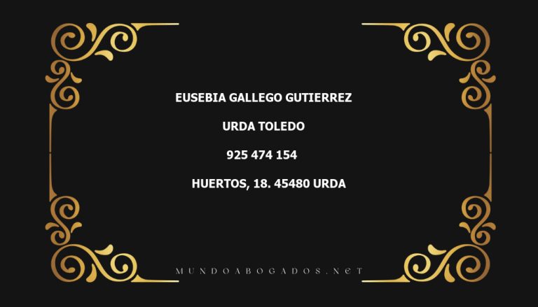 abogado Eusebia Gallego Gutierrez en la localidad de Urda