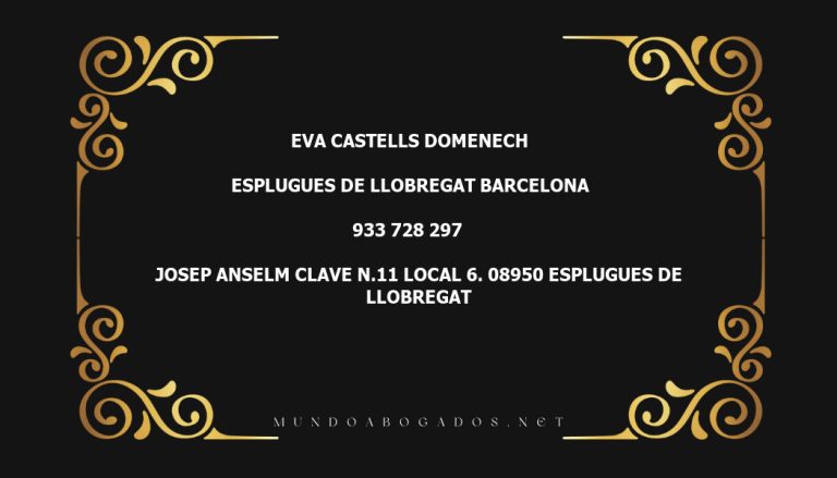 abogado Eva Castells Domenech en la localidad de Esplugues de Llobregat