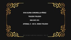 abogado Eva Elena Coronilla Pérez en la localidad de Toledo