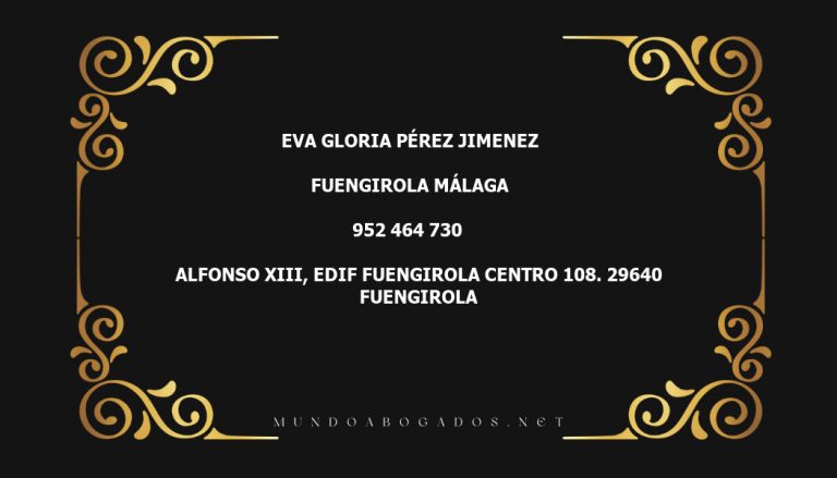 abogado Eva Gloria Pérez Jimenez en la localidad de Fuengirola