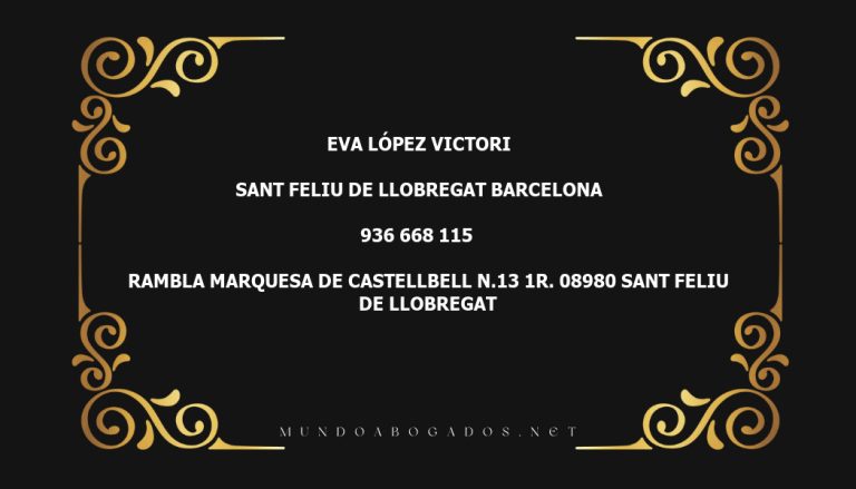 abogado Eva López Victori en la localidad de Sant Feliu de Llobregat