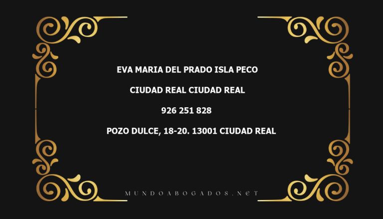 abogado Eva Maria Del Prado Isla Peco en la localidad de Ciudad Real