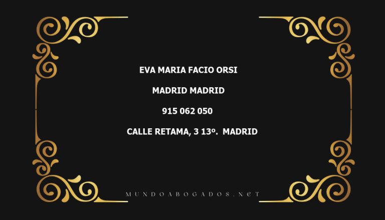 abogado Eva Maria Facio Orsi en la localidad de Madrid