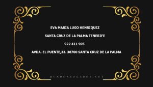 abogado Eva Maria Lugo Henriquez en la localidad de Santa Cruz de la Palma