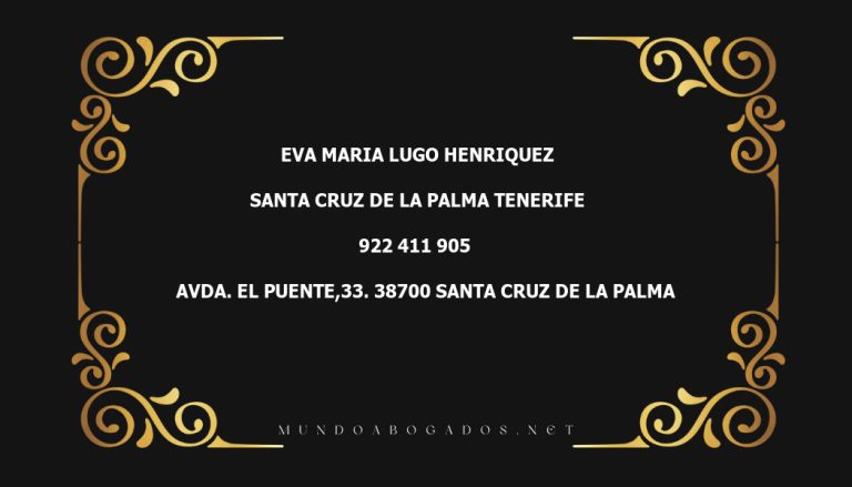 abogado Eva Maria Lugo Henriquez en la localidad de Santa Cruz de la Palma