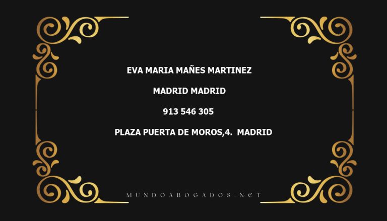 abogado Eva Maria Mañes Martinez en la localidad de Madrid