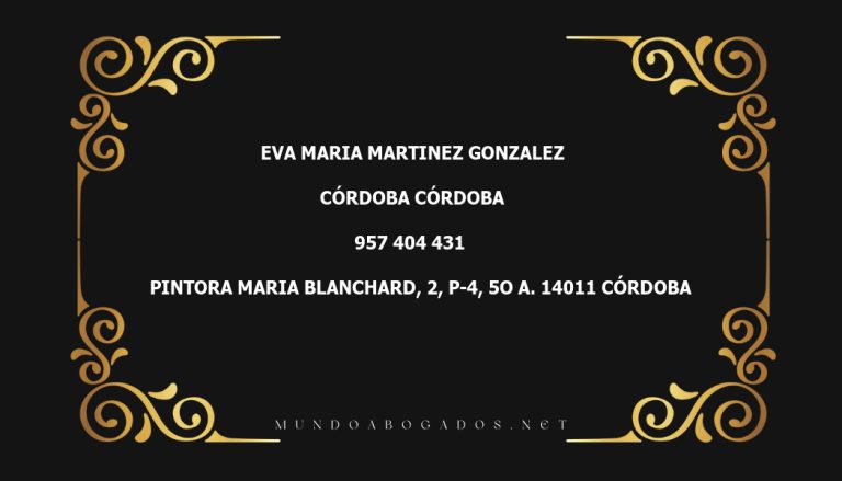 abogado Eva Maria Martinez Gonzalez en la localidad de Córdoba