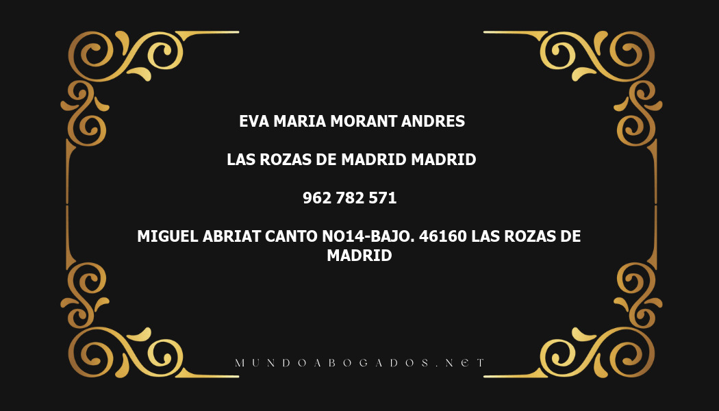 abogado Eva Maria Morant Andres en la localidad de Las Rozas de Madrid