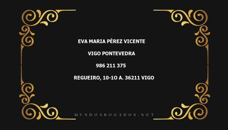 abogado Eva Maria Pérez Vicente en la localidad de Vigo