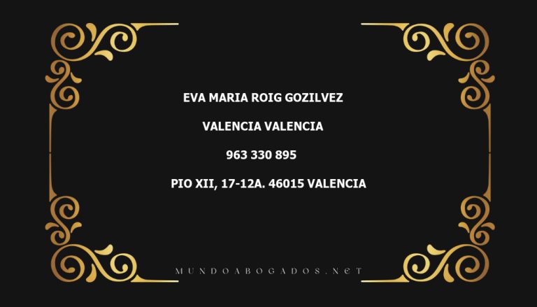 abogado Eva Maria Roig Gozilvez en la localidad de Valencia