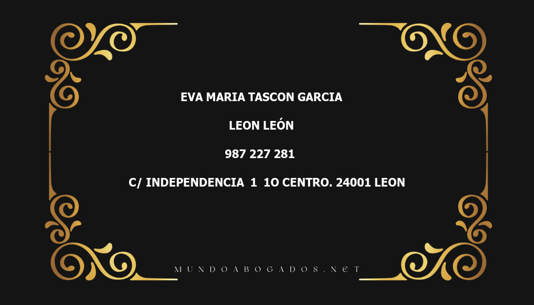 abogado Eva Maria Tascon Garcia en la localidad de Leon