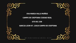 abogado Eva Maria Valls Muñoz en la localidad de Campo de Criptana