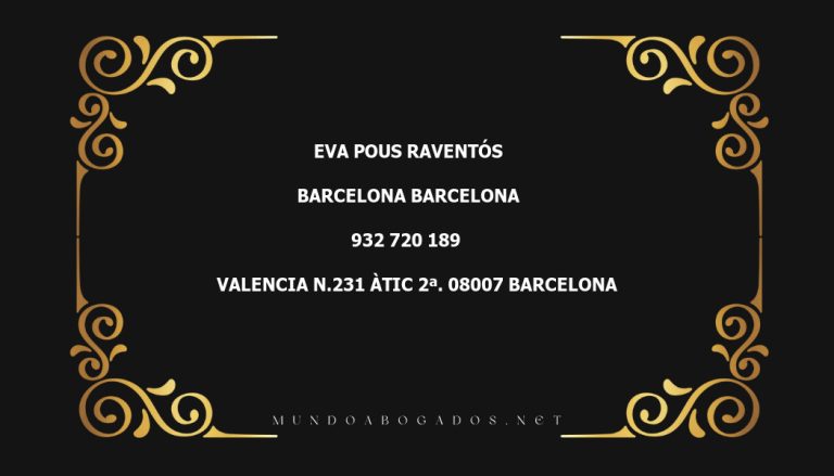 abogado Eva Pous Raventós en la localidad de Barcelona