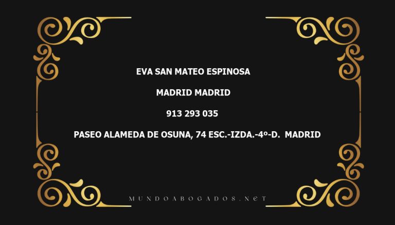 abogado Eva San Mateo Espinosa en la localidad de Madrid