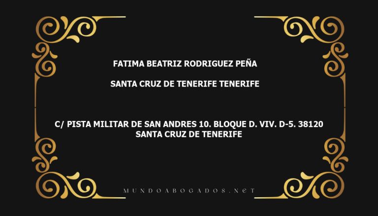 abogado Fatima Beatriz Rodriguez Peña en la localidad de Santa Cruz de Tenerife