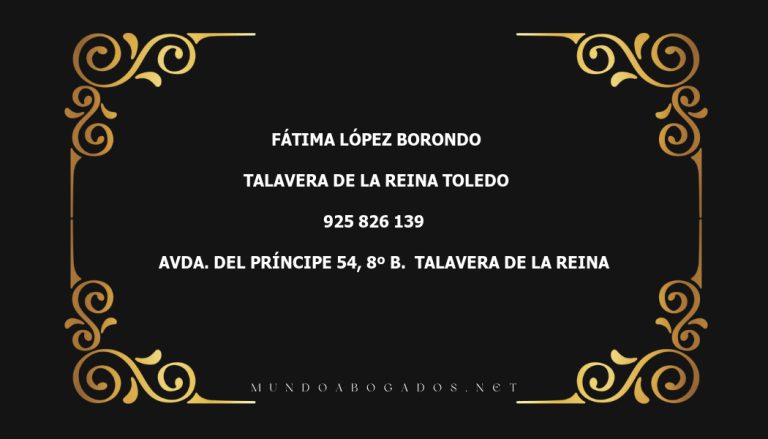 abogado Fátima López Borondo en la localidad de Talavera de la Reina