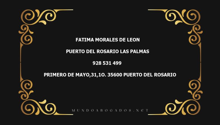 abogado Fatima Morales De Leon en la localidad de Puerto del Rosario