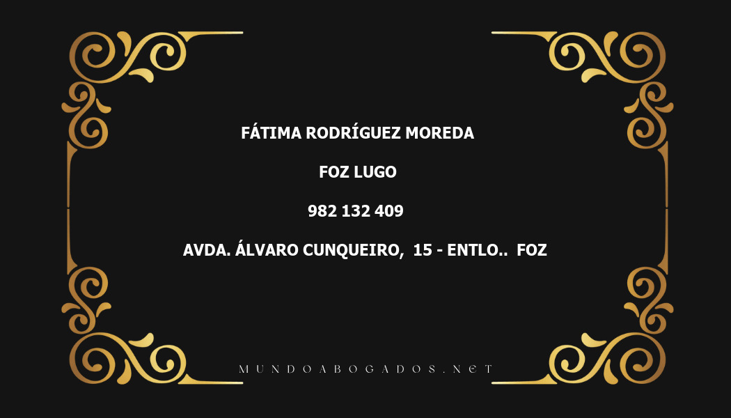 abogado Fátima Rodríguez Moreda en la localidad de Foz