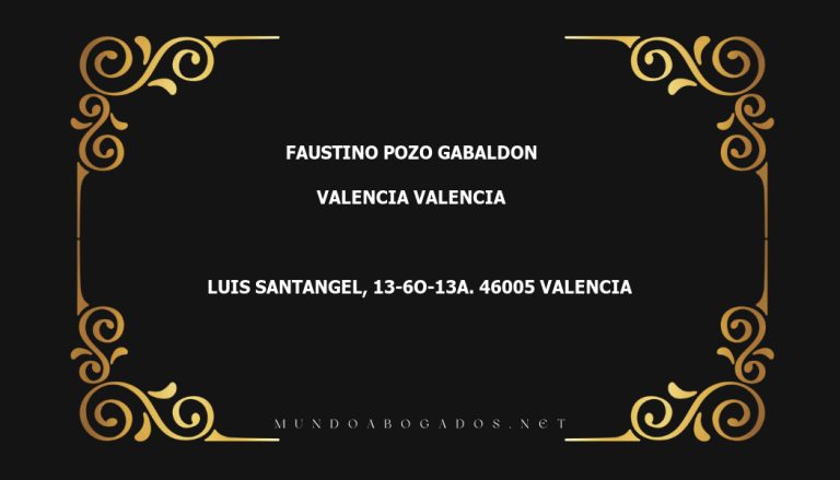 abogado Faustino Pozo Gabaldon en la localidad de Valencia