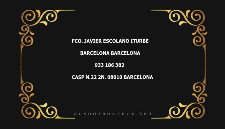 abogado Fco. Javier Escolano Iturbe en la localidad de Barcelona