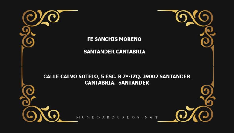 abogado Fe Sanchis Moreno en la localidad de Santander