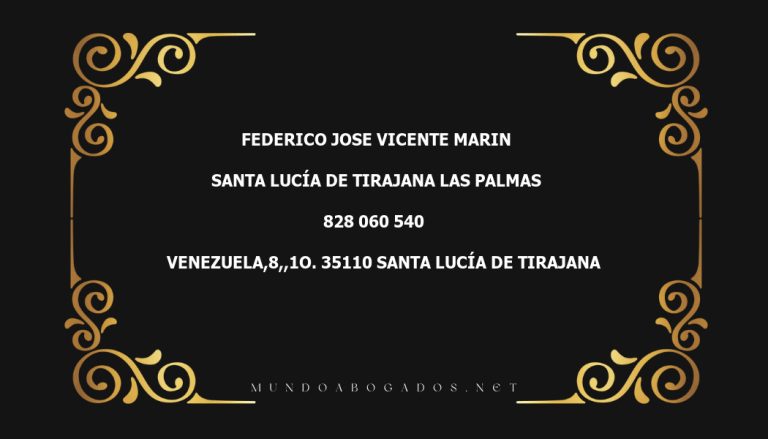 abogado Federico Jose Vicente Marin en la localidad de Santa Lucía de Tirajana