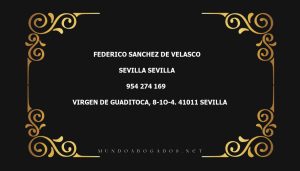 abogado Federico Sanchez De Velasco en la localidad de Sevilla