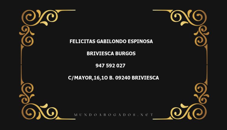 abogado Felicitas Gabilondo Espinosa en la localidad de Briviesca