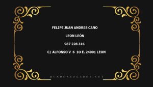 abogado Felipe Juan Andres Cano en la localidad de Leon