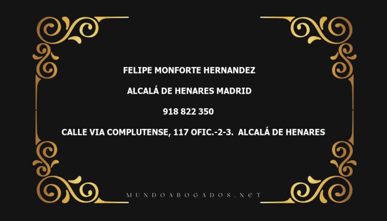 abogado Felipe Monforte Hernandez en la localidad de Alcalá de Henares