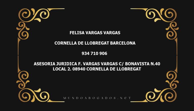 abogado Felisa Vargas Vargas en la localidad de Cornella de Llobregat