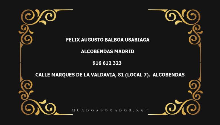 abogado Felix Augusto Balboa Usabiaga en la localidad de Alcobendas