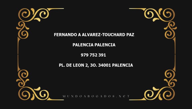 abogado Fernando A Alvarez-Touchard Paz en la localidad de Palencia