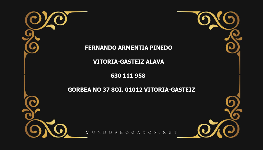 abogado Fernando Armentia Pinedo en la localidad de Vitoria-Gasteiz