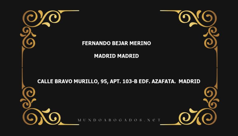 abogado Fernando Bejar Merino en la localidad de Madrid