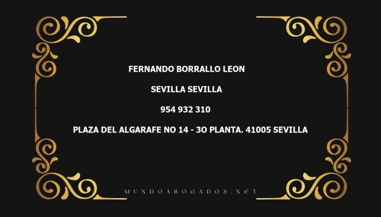 abogado Fernando Borrallo Leon en la localidad de Sevilla