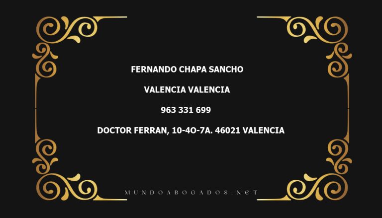 abogado Fernando Chapa Sancho en la localidad de Valencia