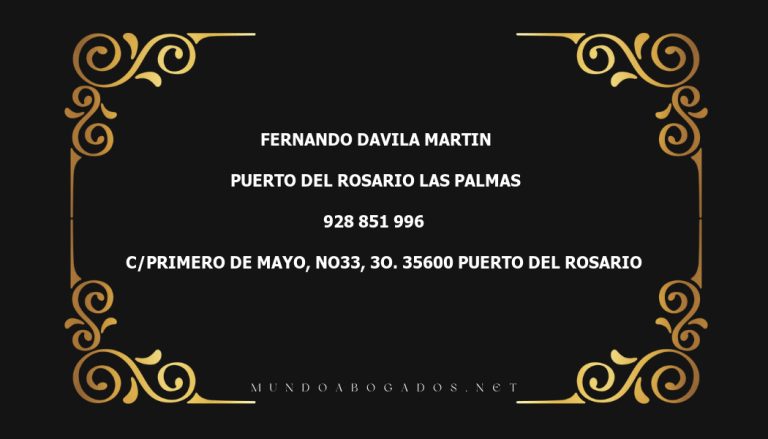 abogado Fernando Davila Martin en la localidad de Puerto del Rosario