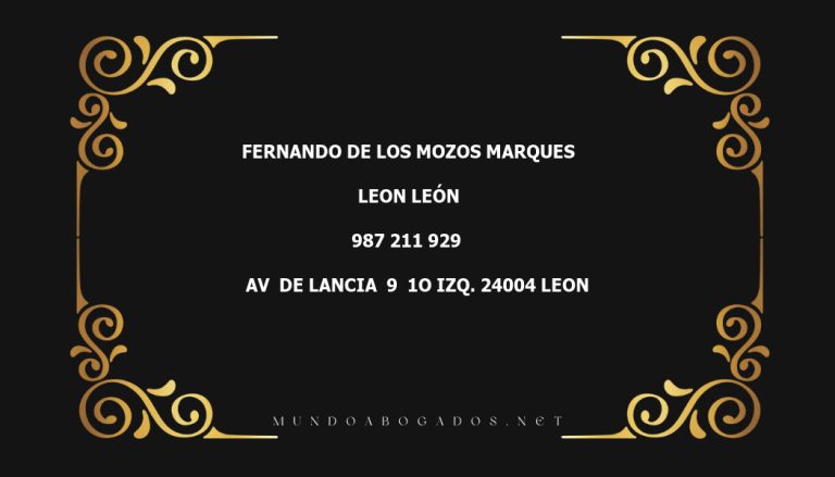 abogado Fernando De Los Mozos Marques en la localidad de Leon