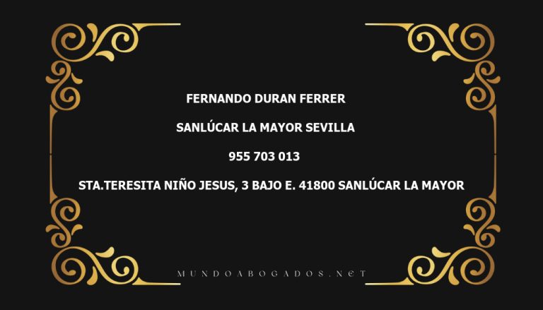 abogado Fernando Duran Ferrer en la localidad de Sanlúcar la Mayor