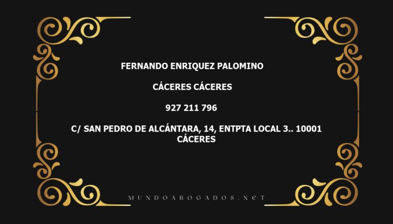 abogado Fernando Enriquez Palomino en la localidad de Cáceres