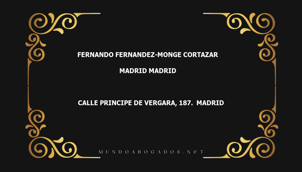 abogado Fernando Fernandez-Monge Cortazar en la localidad de Madrid