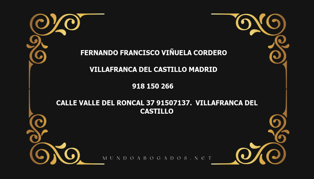 abogado Fernando Francisco Viñuela Cordero en la localidad de Villafranca del Castillo