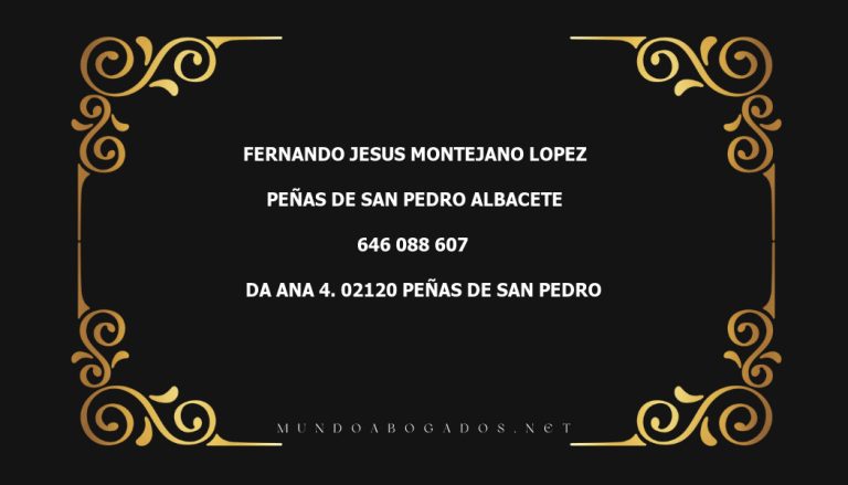 abogado Fernando Jesus Montejano Lopez en la localidad de Peñas de San Pedro