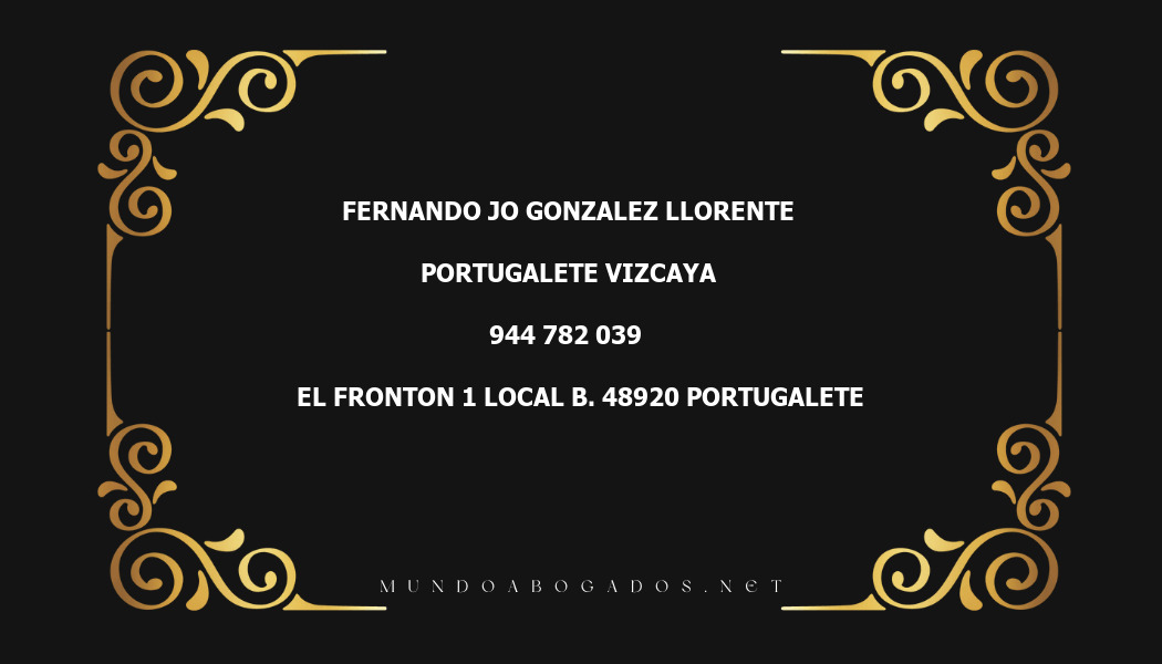 abogado Fernando Jo Gonzalez Llorente en la localidad de Portugalete